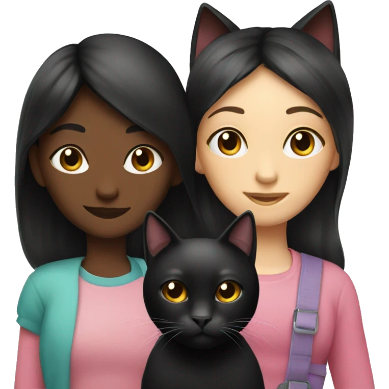 Black cat with girl  emoji