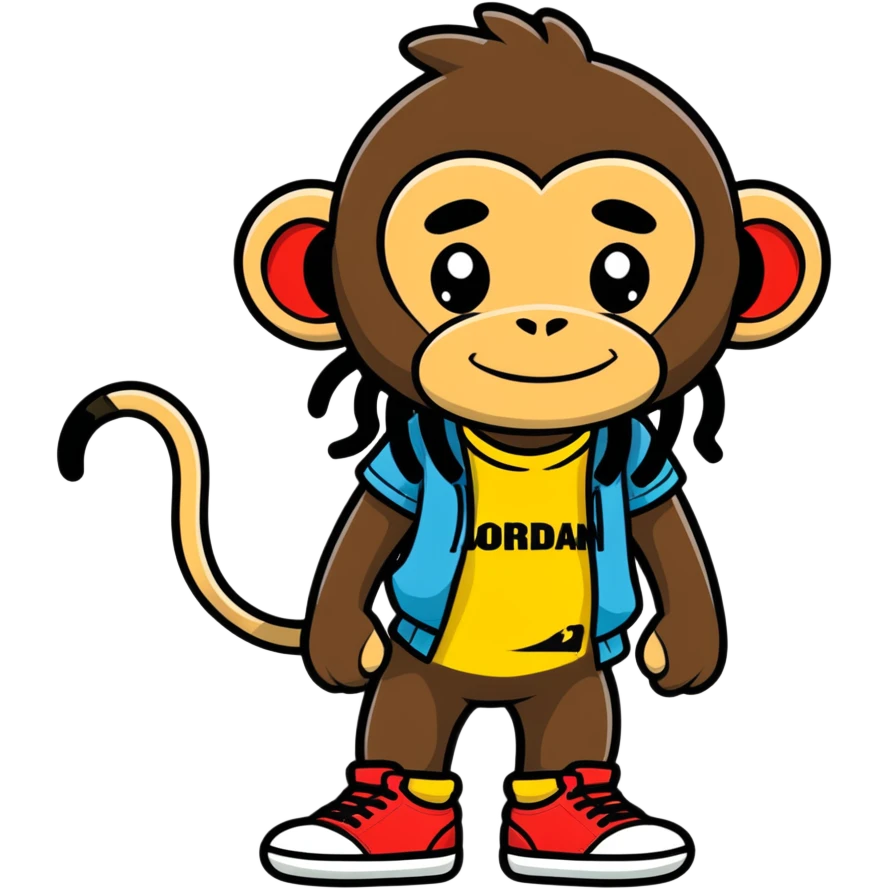 Monkey with dreads wearing Jordan’s  emoji