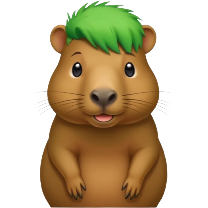 Capybara with green head hair, standing emoji