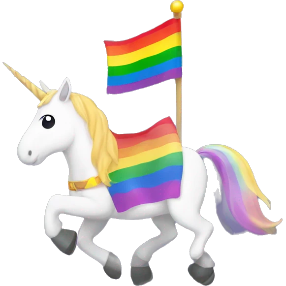 Unicorn with rainbow flag cape emoji