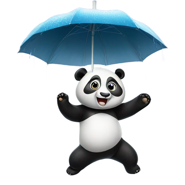 Dancing panda under the rain emoji