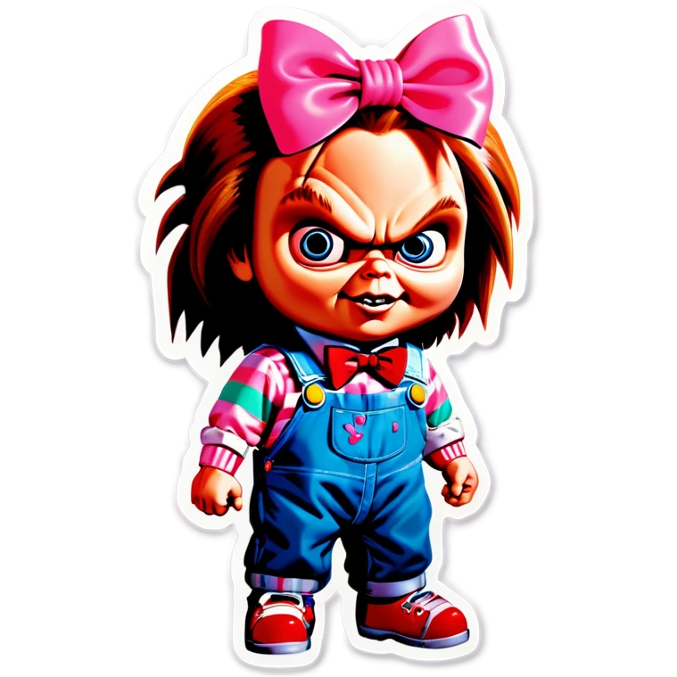 Chucky with a pink bow  emoji