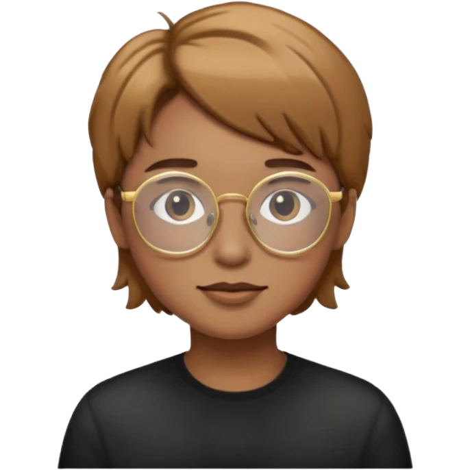 Chico pelo castaño claro com gafas redondas de color dorado  emoji