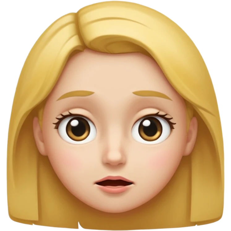 Face looking to the side with wide eyes and low mouth with raised eyebrows (the viral face for this is a bad idea, but we’re totally gonna do it together anyway) make it a girl and make them tilting their head to the side, looking at me with side eyes and mouth closed making a smiling frown face emoji