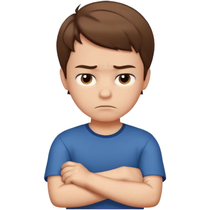 boy frowning with arms folded emoji