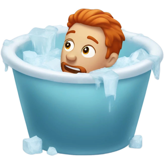 Redhead man sitting in an ice bath  emoji