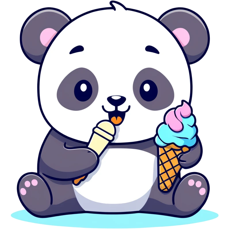 Panda eating ice cream emoji