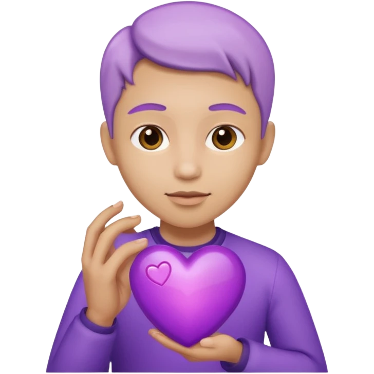 Purple heart with two white hands emoji