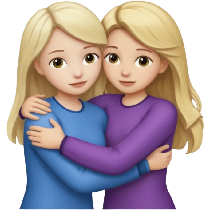 two girls who hug eachother. one has dark blonde hair and very pale skin, other has fair skin and blonde hair emoji