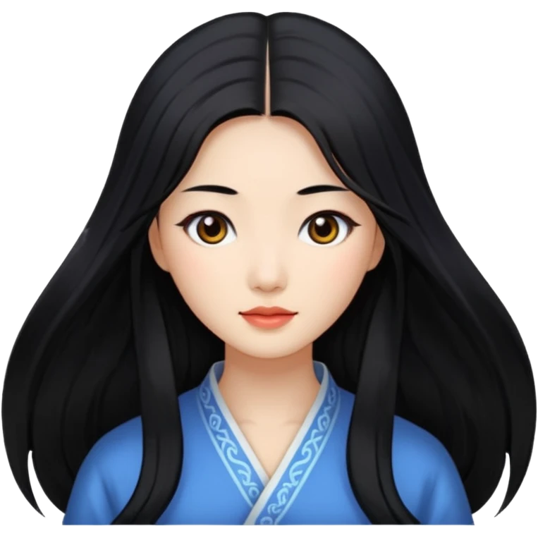 pretty Chinese woman with black eyes and long flowing black hair emoji