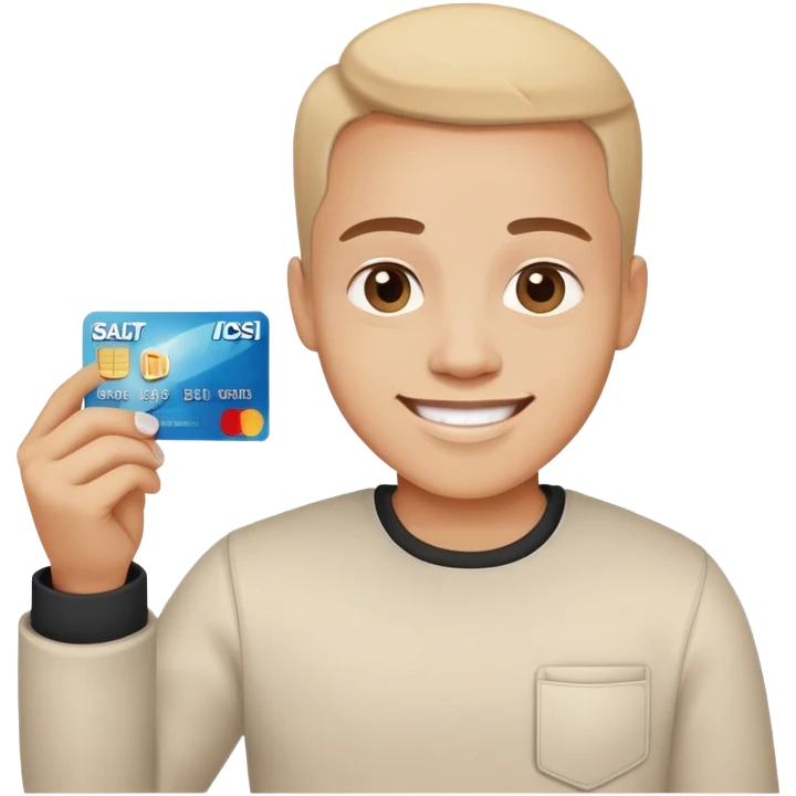 Happy Emoji with Credit Card in Hand and Salt  emoji