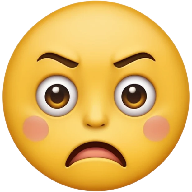 W shaped mouth but annoyed eyes on classic yellow circle emoji emoji