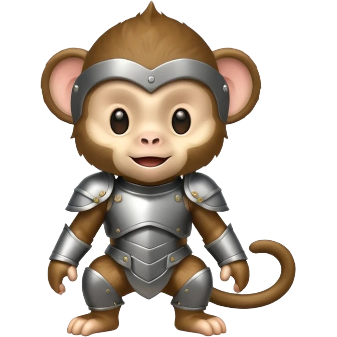 baby monkey in armor, full body, smile emoji