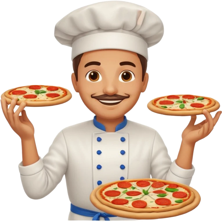 smiling Italian chef spinning pizza dough emoji