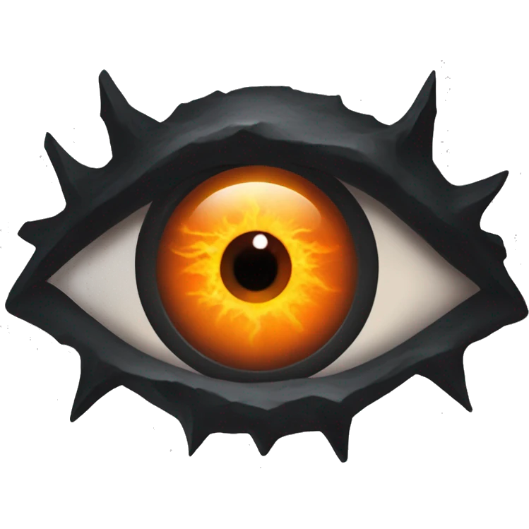 Eye of Sauron with glowing orange iris, set in a dark tower of Mordor emoji