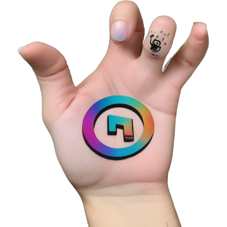 tiktok logo tattooed on hand finger emoji