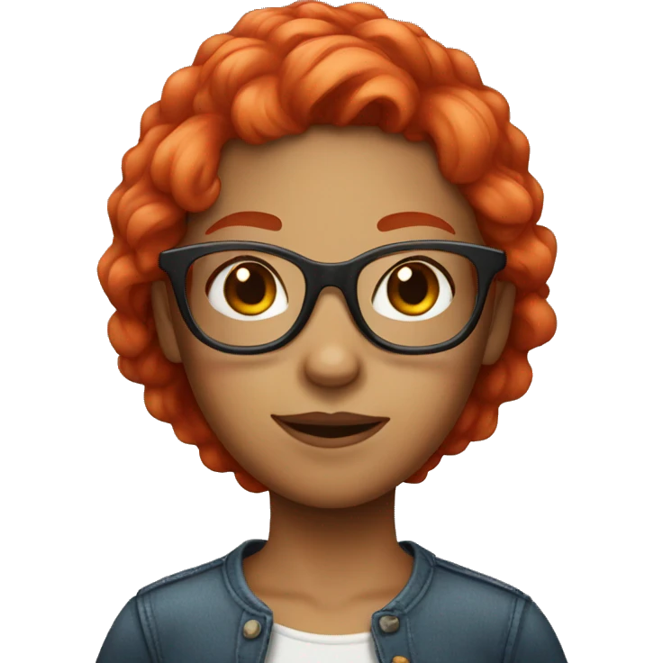 Girl with bright red hair and glasses emoji