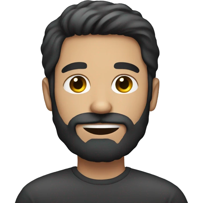 Dark hair bearded man with cat emoji