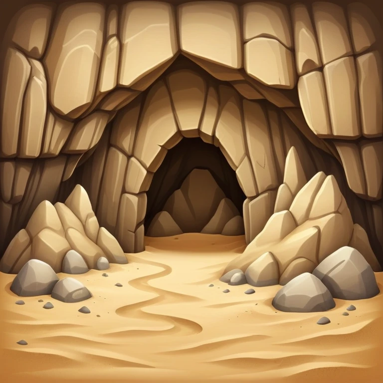 generate realistic detailed cave in 3d style with sand  emoji