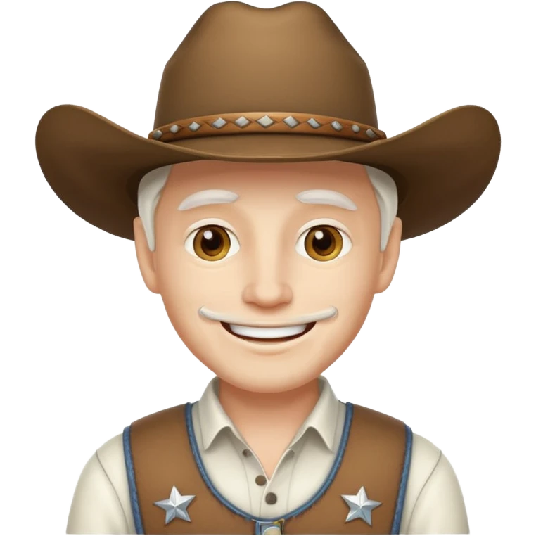happy cowboy man with white skin and a white hat emoji