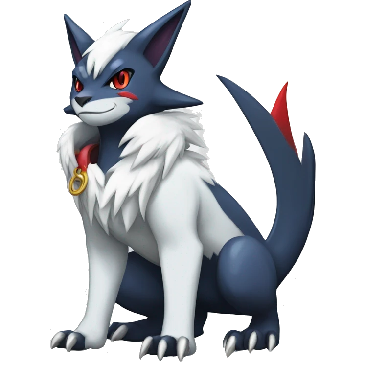 Cool Edgy Nargacuga-Absol-Zangoose-Sneasel-Quilava with a collar on, full body emoji