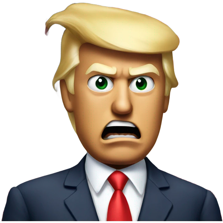 Donald trump angry speaking with US flag on background emoji
