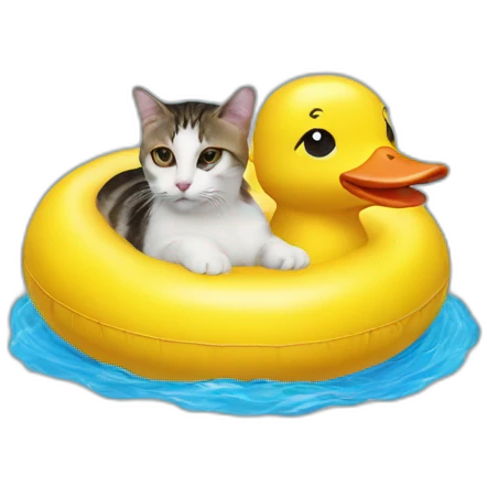A cat in an inflatable duckling circle emoji