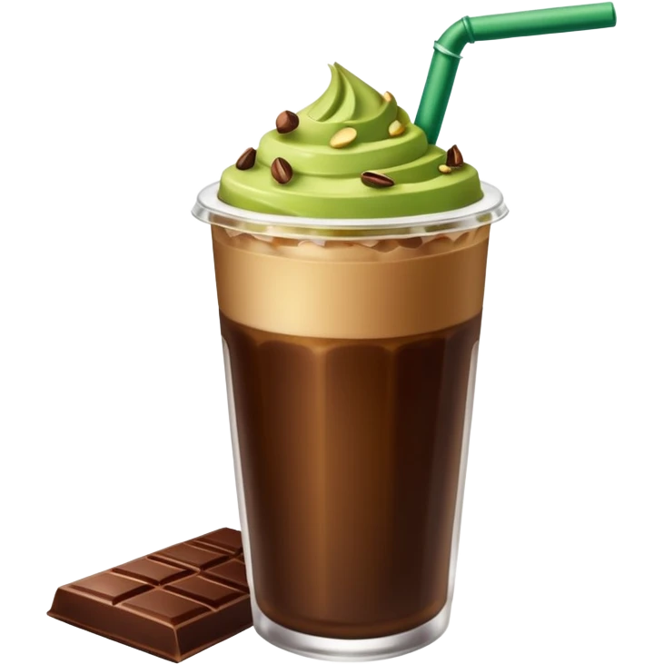 Starbucks Iced coffee with pistachio  and chocolate bar  emoji