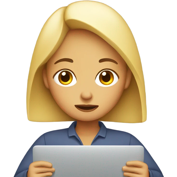 Woman holding a laptop looking very tired emoji