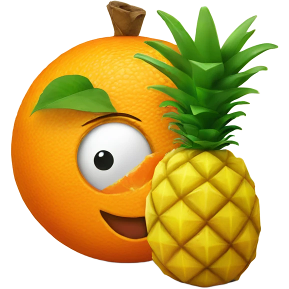 A tangerine holds a pineapple emoji