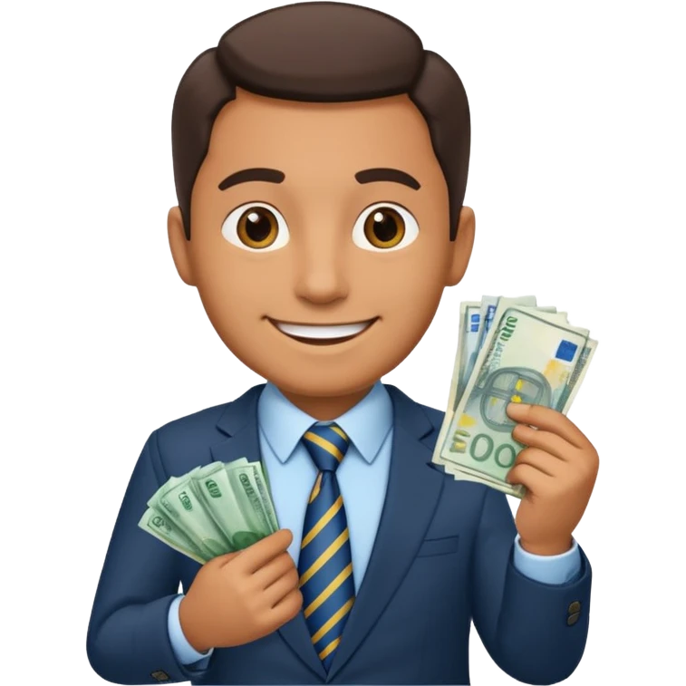 AN UNCLE with a tie in business clothes and with euro money
 emoji