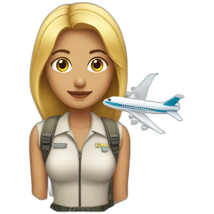 Mujer bonita con un avion emoji