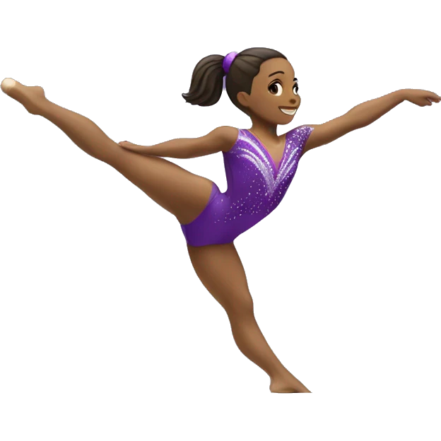 Gymnast on a beam with a purple Leo emoji