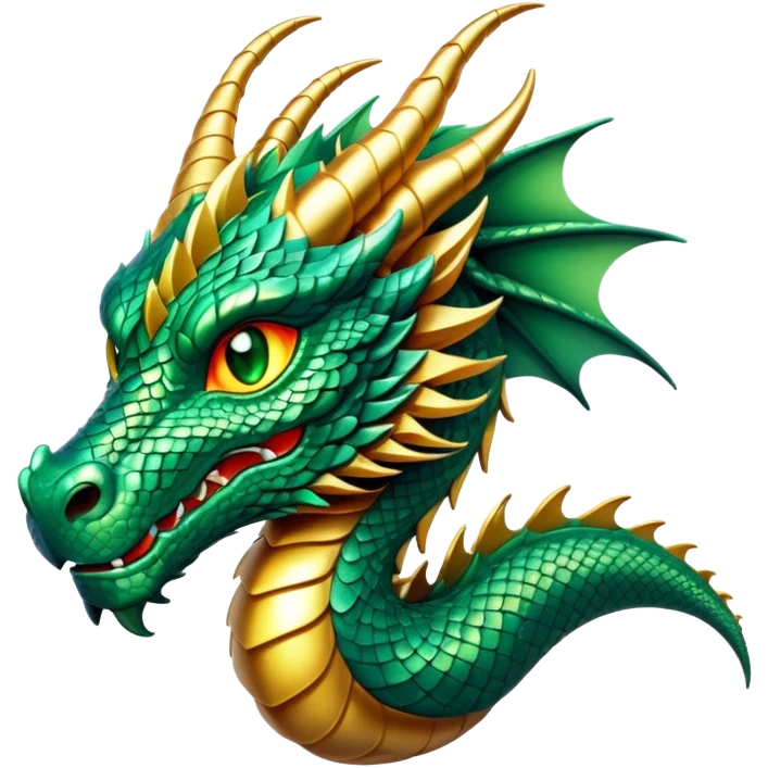 cinematic-noble-dragon-portrait-emoji,-poised-and-majestic,-with-a-sinuous,-elongated-body-covered-in-intricately-detailed,-shimmering-scales-in-hues-of-emerald-and-gold,-and-piercing,-fiery-eyes-that-reflect-ancient-wisdom; emoji