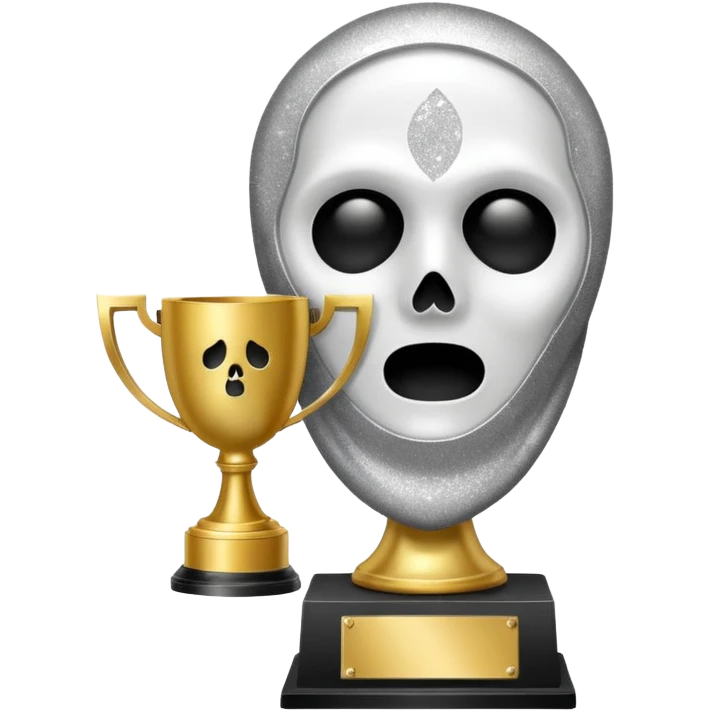 glitter trofeu com a cara do ghostface branco emoji