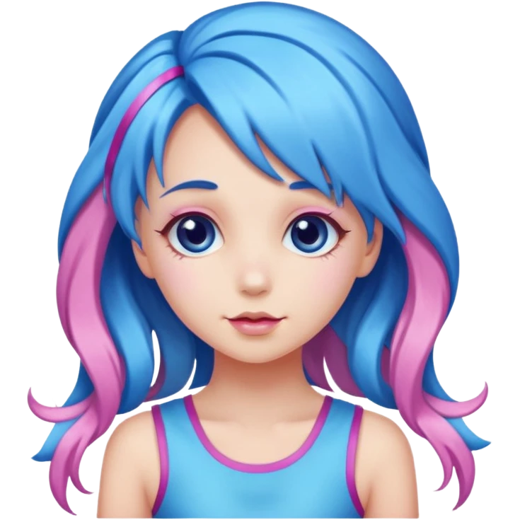 candy girl with very long blue-pink mixed candy hair with ribbon and no tattooes emoji