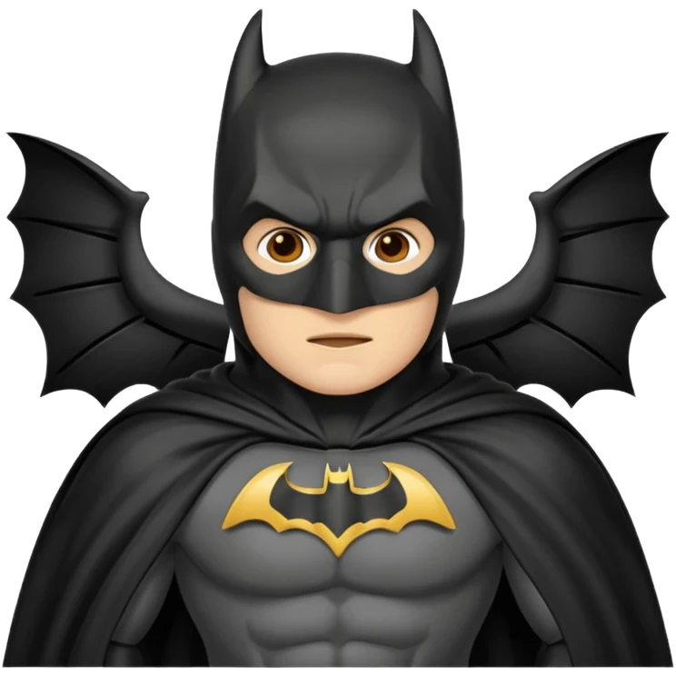 generate a batman emoji with just the face showing and part of the cloak and and wings. Shade the mask in the color #394A8E. Shade the wings in the color #EF7221. Shade the cloak in the color #61893D emoji