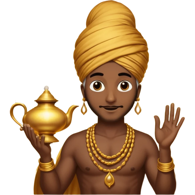 CREATE A EMOJI WHERE WHERE JINN COMES ALLADIN"S LAMPS FROM IN LAMP AND SAY HUKUM MERE AAKA  emoji