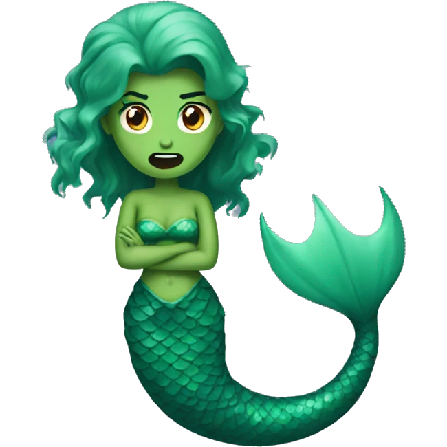 angry mermaid green emoji