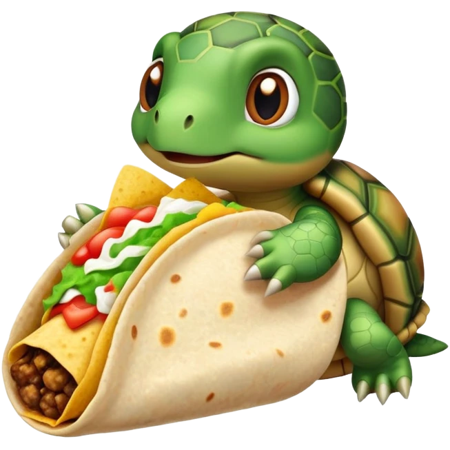 A turtle eating a burrito emoji