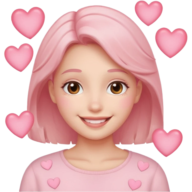 a smile blush face with light pink hearts emoji