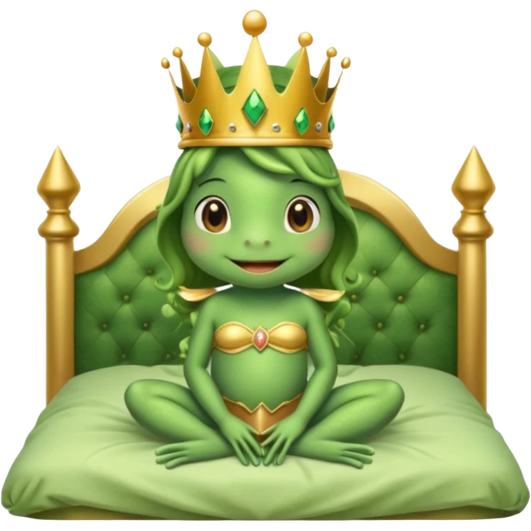 cute frog princess sitting on bed emoji