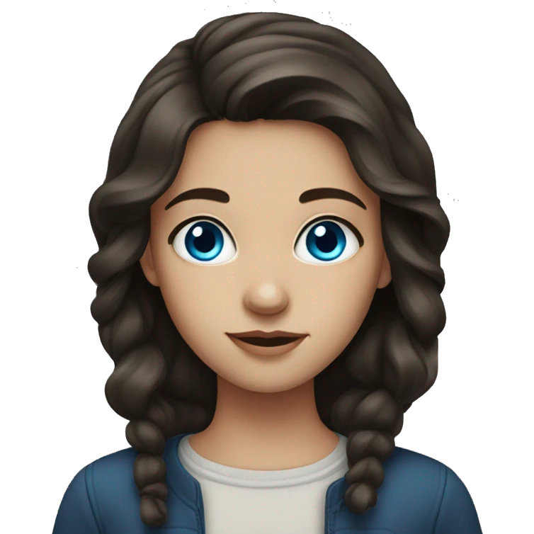 Girl with dark brown hair and blue eyes emoji
