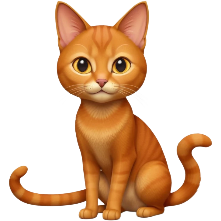 A 3D cartoon Abyssinian cat with orange-ginger coat, detailed fur texture, energetic pose, bright studio lighting, Memoji-style. emoji