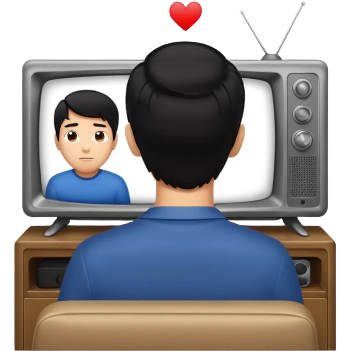 man with black hair seen from behind watching television emoji