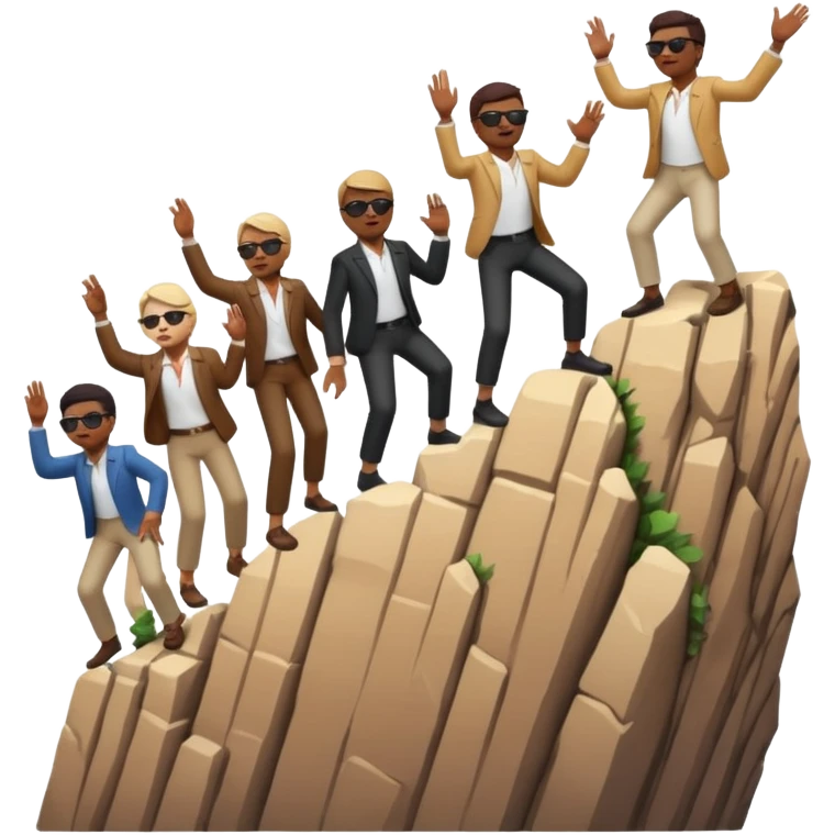 the blind leading the blind off a cliff with seeing canes  emoji