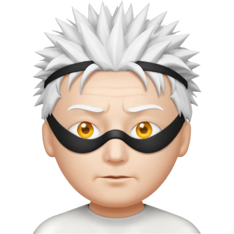 a white egg with a gojo blind fold and spiky white hir emoji