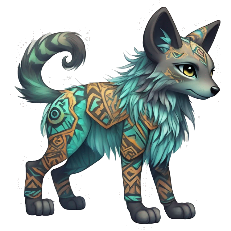 cute Kawaii edgy ethereal shy epic tribal fantasy animal fursona Fionbri creature by griffsnuff & LiLaiRa & Falvie with exotic colors with intricate patterns full body emoji