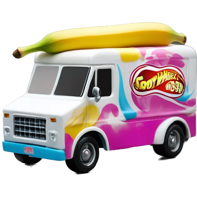 Side view hot wheels sporty 20 foot long banana split Ice Cream step van  emoji