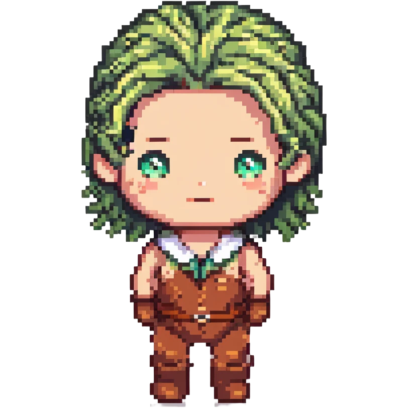 Make the object more realistic in pixel art style while keeping it playful and abstract. Add realistic hair texture and shading, and include more anatomical details but still maintain a cartoonish look. No explicit nudity. emoji